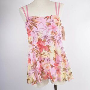 White Stag One piece swimsuit pink floral medium